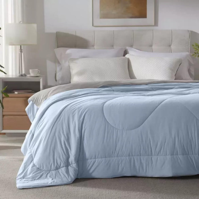 warmcloud Cooling Blanket Queen Size Cooling Blankets for Hot Sleepers Cooling Breathable Comforter Summer Thin Comforter Queen Size Bedding Cooling Duvet Blue and Grey