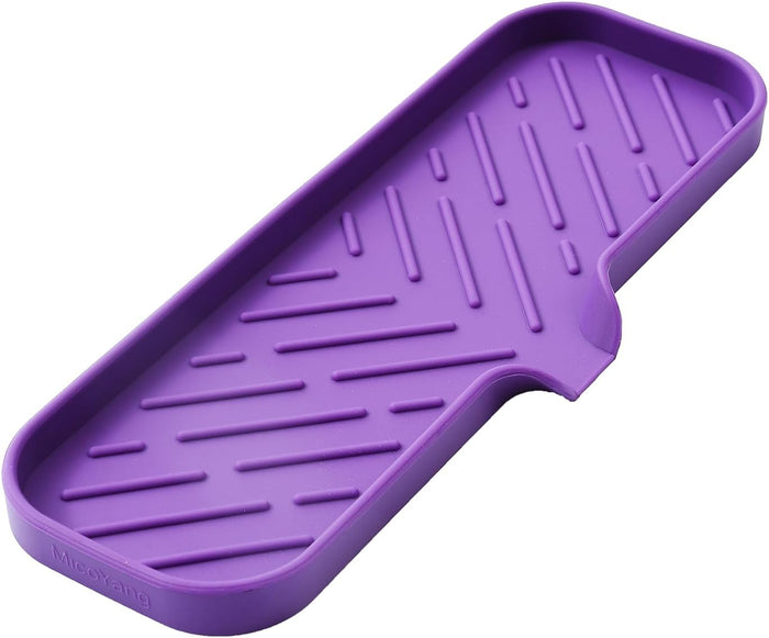 Silicone Bathroom Soap Dishes with Drain Spout-Bathroom and Kitchen Sink Organizer,Sponge Holder,Dish Soap Tray,Perfect for Dispenser,Scrubber,Bottle,Cup on Sink or Counter-Yellow 12"×4"