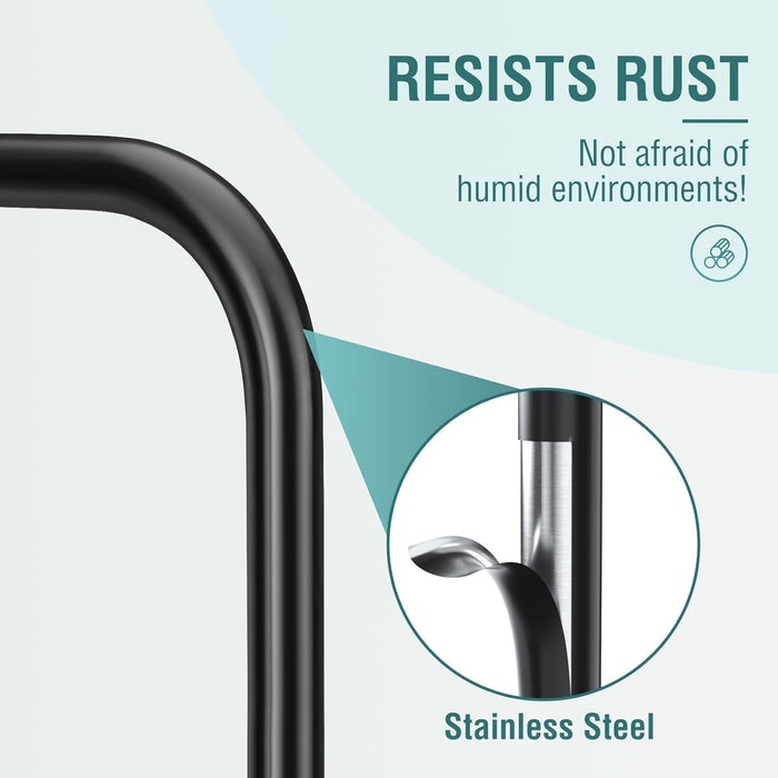 Towel Racks for Bathroom 31 Inch - Wall Mounted, Solid 2 Metal Shelves and 3 Vertical Bars, Can Holds 6 Large Rolled Bath Towels - for Modern Decor Bathroom Towel Storage (Matte Black)
