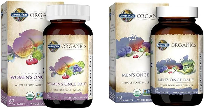 Garden of Life Organics Multivitamin for Women - Women's Once Daily Multi - Whole Food Multi with Iron, Biotin, Vegan Organic Womens Multivitamin for Health, Energy Hair Skin and Nails, 60 Tablets