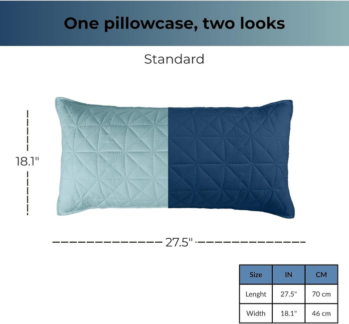 Vianney Queen Comforter Set – Novo Malaga Reversible Quilt 91x93 Inches with 2 Standard Pillow Shams, Soft Lightweight All-Season Bedding in Light Blue and White