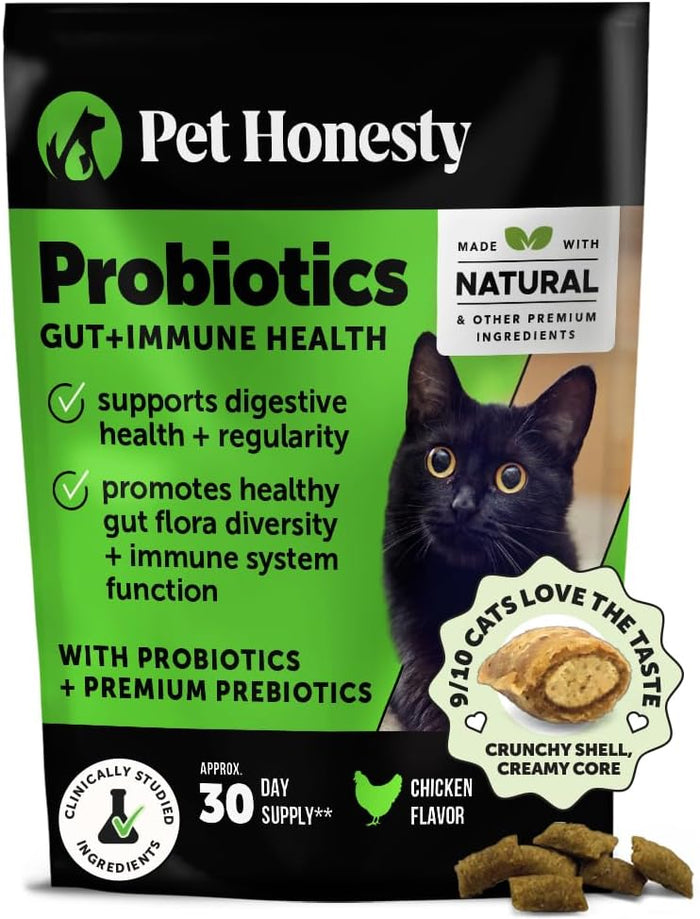 Cat Hairball Support Crunchy & Creamy Chews, Hairball Remedy Treats, Cat Furball Treatment, Supports Skin & Coat, Vitamins for Digestion, Chicken (30-Day Supply)