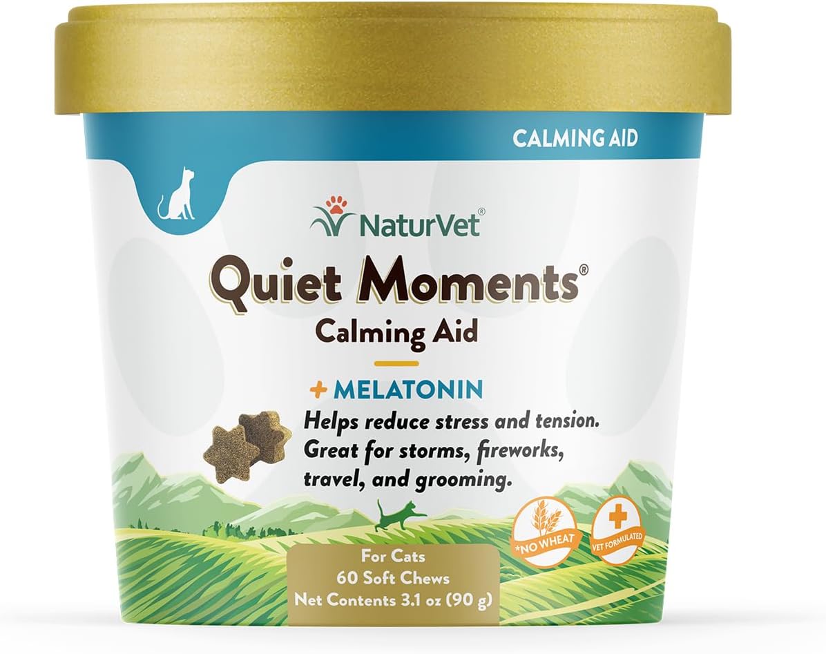 NaturVet Hemp Quiet Moments Plus Hemp Seed for Cats, 60 ct Soft Chews, Made in USA