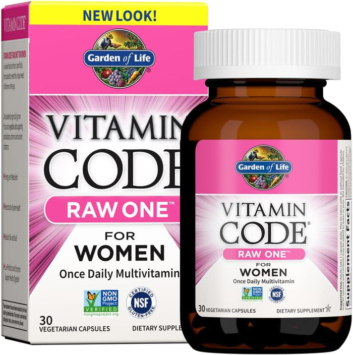 Garden of Life Multivitamin for Women, Vitamin Code Raw One for Women, Once Daily Women's Multi - 30 Capsules, One a Day Vitamins Whole Food Iron, Probiotics for Womens Health, Gluten Free Vegetarian