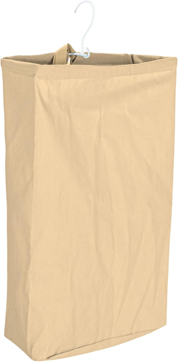 Household Essentials Door Hanging Laundry Bag, Washable Canvas Bag with Loop Handle, Holds Two Loads of Laundry, Great for Dorms and Small Spaces, Grey