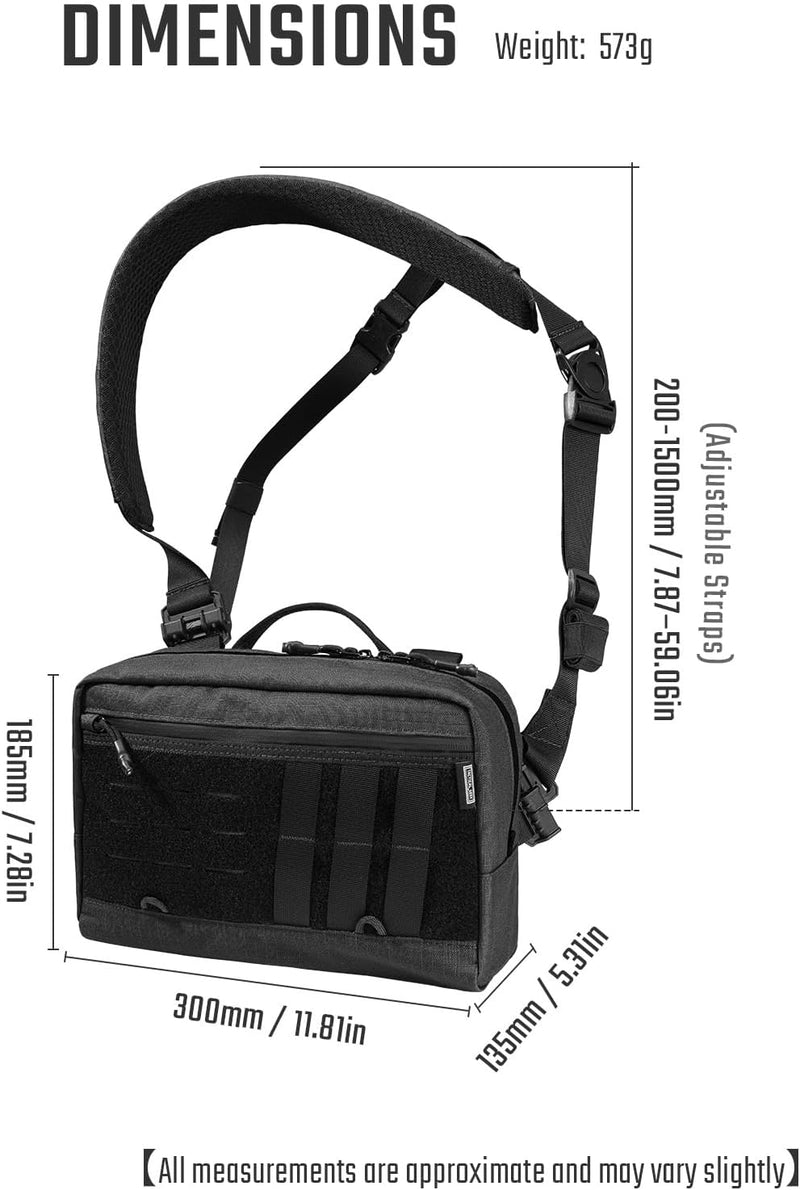 TACTICAL_GEEK L3 Pro EDC Crossbody Bag, Chest Bag with Adjustable Strap,Daily Carry Sling Pack, Large Capacity Daypack Organizer for Camera, Drones（T500 Black）