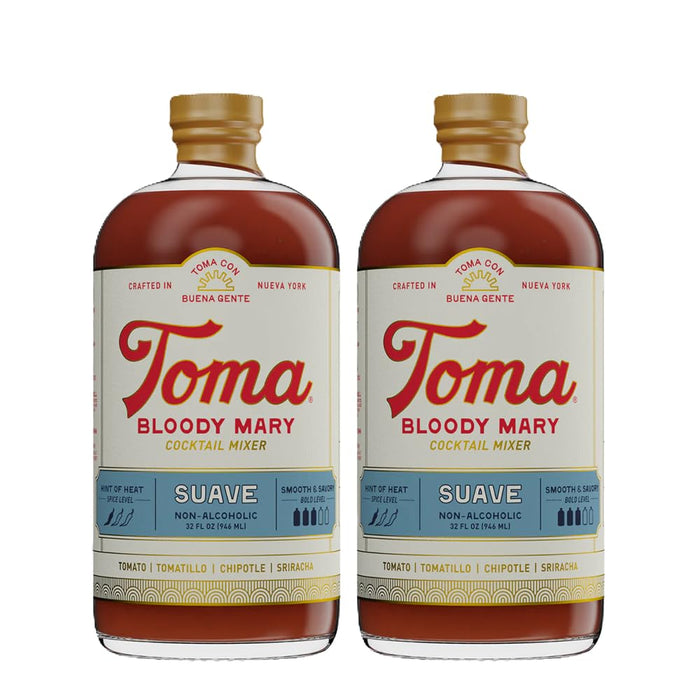 Toma Bloody Mary Mix, Premium Cocktail Mixers for Simple At-Home Hosting for Brunch and Events, All-Natural, Gluten Free, Vegan, No Added Preservatives, PICANTE/CLASICO 32oz (Spicy/Medium), Pack of 2