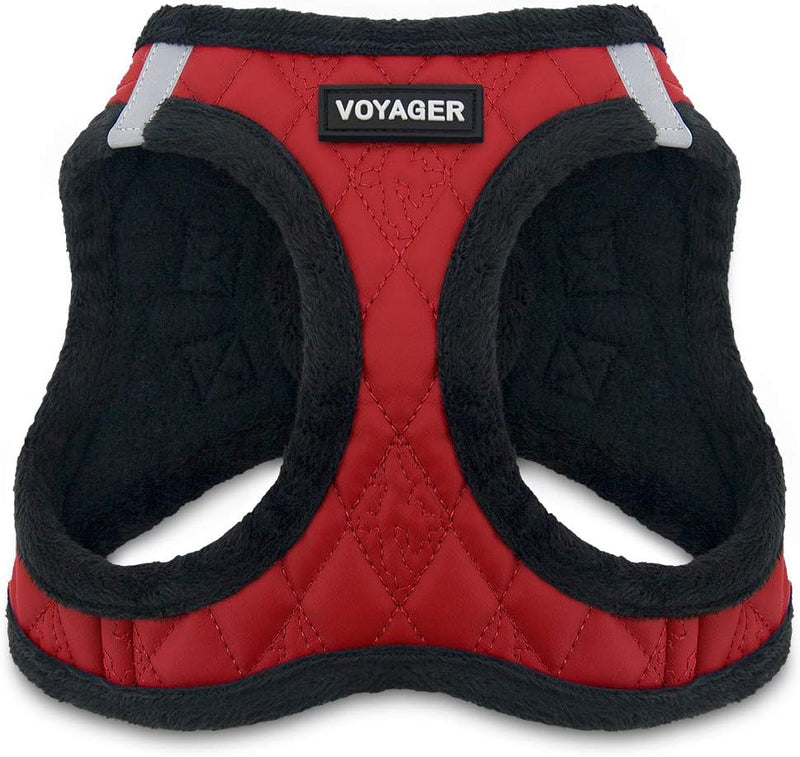 Best Pet Supplies - All Weather Mesh/Plush, Reflective, No Pull Harness for Small, Medium Dogs, Cats - Secure with Hook & Loop Fastener, Buckle, Double D-Rings - Beige Plush, L