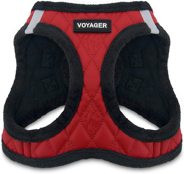 Best Pet Supplies - All Weather Mesh/Plush, Reflective, No Pull Harness for Small, Medium Dogs, Cats - Secure with Hook & Loop Fastener, Buckle, Double D-Rings - Beige Plush, L
