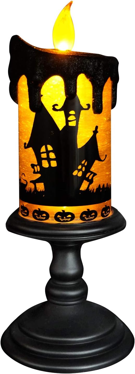 Eldnacele Halloween Snow Globe Candles Flameless Candles