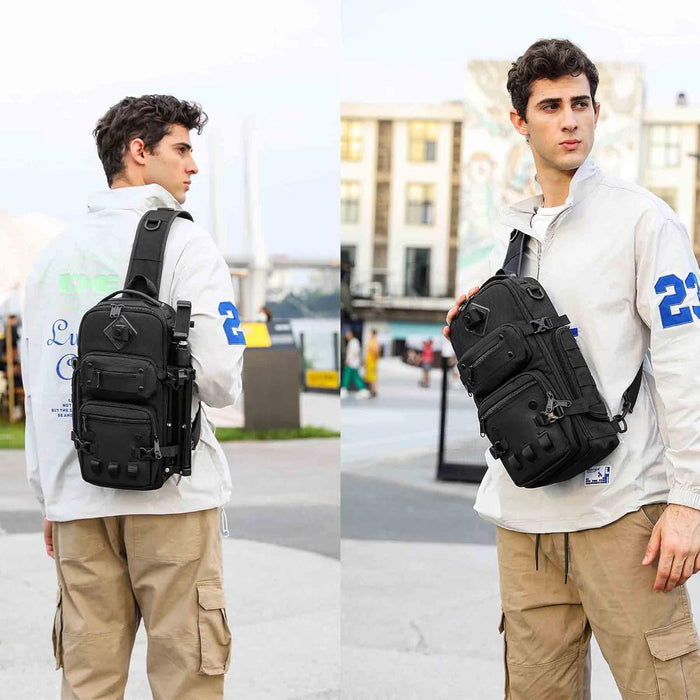 Sling Bag Tactical Sling Backpack Anti Theft Shoulder Crossbody Bag Water Resistant Travel Bag for 12.9 Inch Ipad