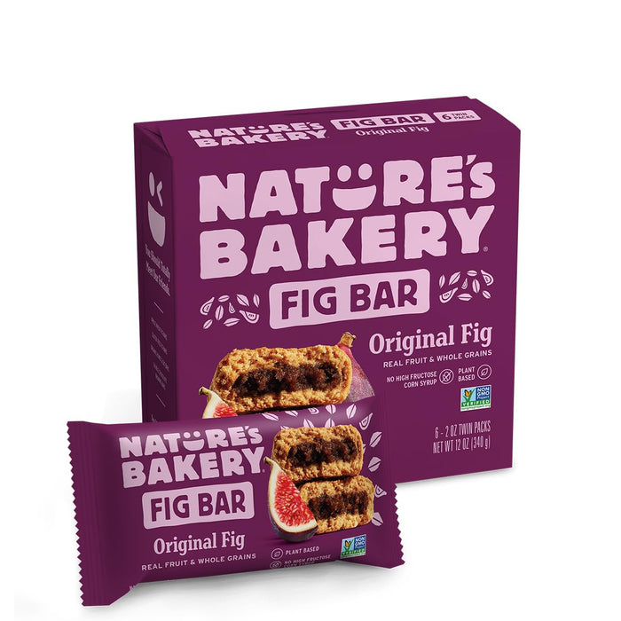 Nature's Bakery Whole Wheat Fig Bars, Blueberry, Real Fruit, Vegan, Non-GMO, Snack bar, Twin packs- 12 count