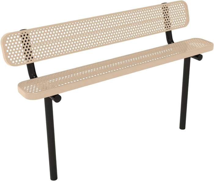 COATEDOUTDOORFURNITURE Heavy-Duty Portable Outdoor Bench Thermoplastic Coated, Punched Steel, Commercial-Grade Seating, Made in America (Portable Without Back, 8 Ft, Dark Blue)