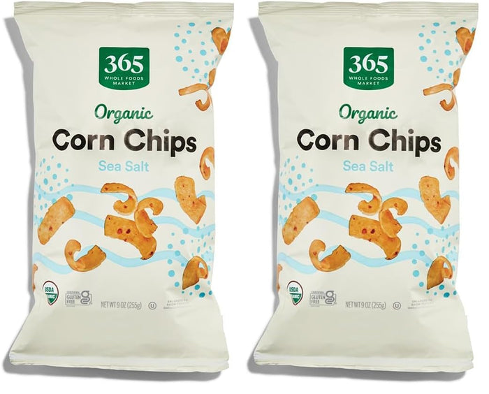365 by Whole Foods Market, Organic Sea Salt Corn Chips, Vegan, Gluten-Free, 9 Ounce