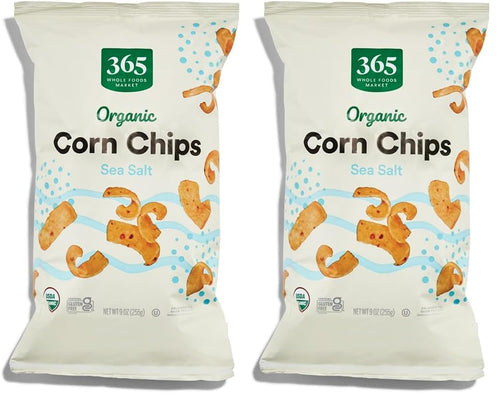 365 by Whole Foods Market, Organic Sea Salt Corn Chips, Vegan, Gluten-Free, 9 Ounce