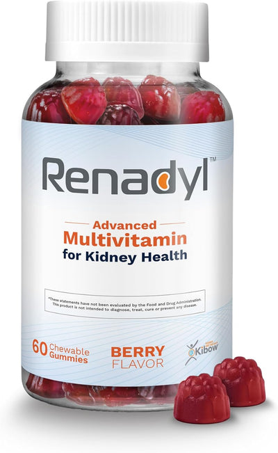 Renadyl Advanced Multivitamin Gummy for Kidney Health | Optimized Levels of Essential Vitamins and Minerals | 60 Chewable Gummies | Berry Flavored | Made in USA