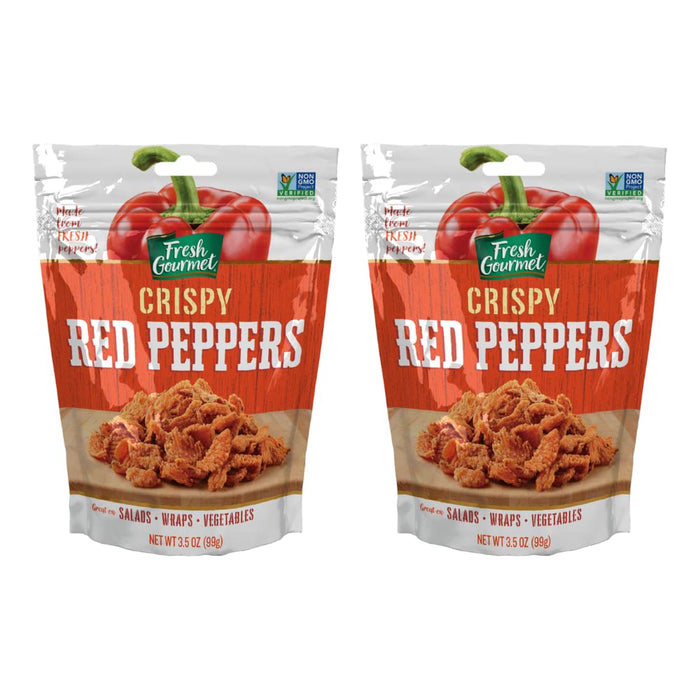 Fresh Gourmet Crispy Red Peppers | 3.5 Ounce, Pack of 6 | Low Carb | Crunchy Snack and Salad Topper
