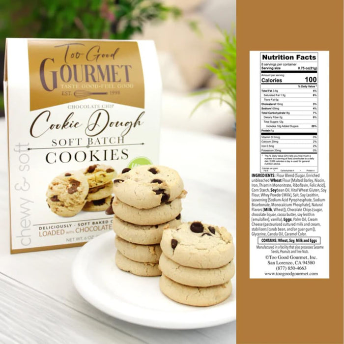 Chocolate Chip Cookie Dough Batter Cookies by Too Good Gourmet, 3-Pack, Soft & Chewy Small Batch Cookies, Premium Treats for Parties, Gifts, Snacks
