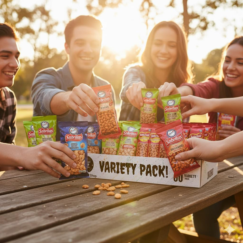 Sabrita's Variety Pack Peanuts, Individually Wrapped - Christmas Gift - Sampler Bulk Care Package Gift Box (30 Count)
