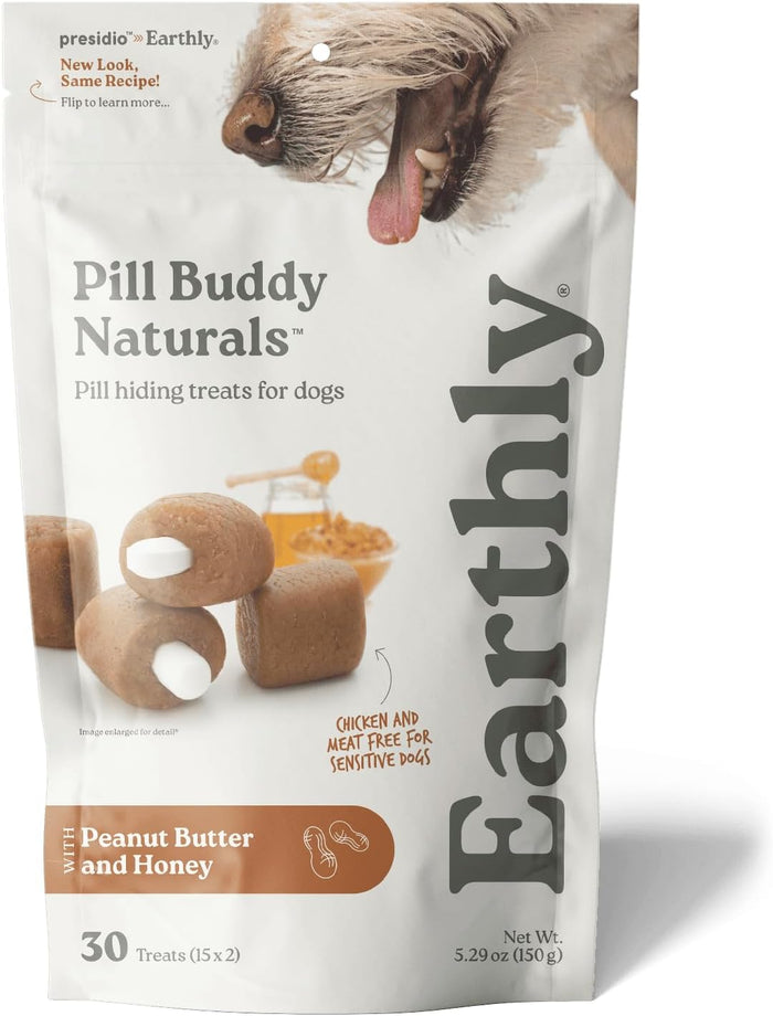 Earthly Pill Buddy Naturals - PB & Apple Recipe Pill Hiding Treats for Dogs - Make A Perfect Pill Concealing Pocket Or Pouch for Any Size Medication - 30 Servings