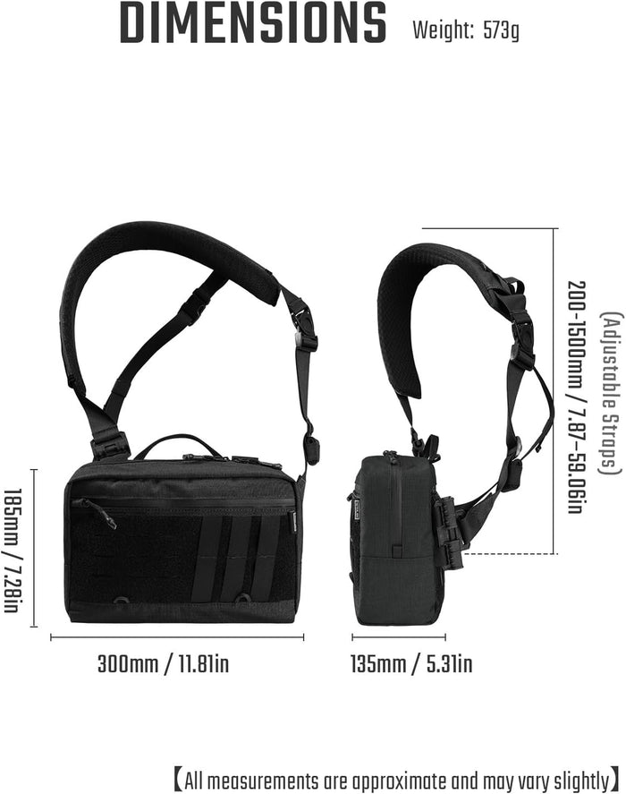 TACTICAL_GEEK L3 Pro EDC Crossbody Bag, Chest Bag with Adjustable Strap,Daily Carry Sling Pack, Large Capacity Daypack Organizer for Camera, Drones（T500 Black）