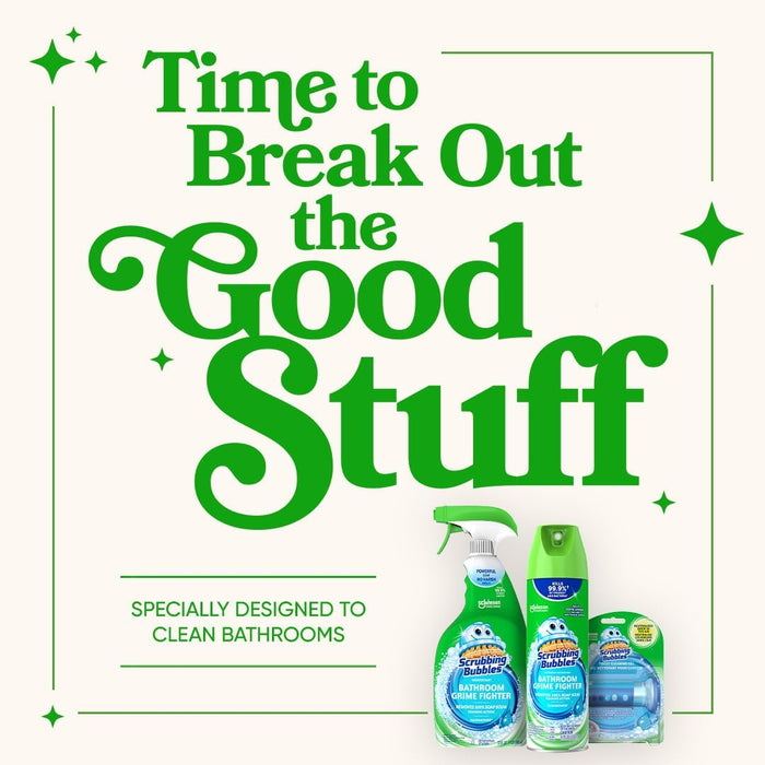 Scrubbing Bubbles Bathroom and Shower Cleaner Disinfectant Aerosol, Foaming Action Bathroom Grime Fighter, Rainshower Scent, 20oz