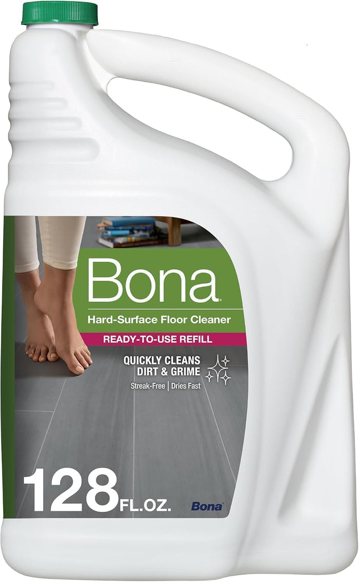 Bona Multi-Surface Floor Cleaner Refill - 128 fl oz - Lemon Mint - Residue-Free Floor Cleaning Solution refill for Spray Mop and Spray Bottles - For Use on Stone, Tile, Laminate, and Vinyl Floors