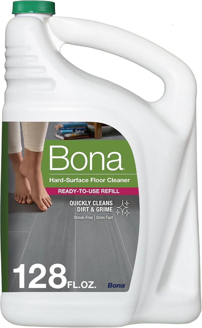 Bona Multi-Surface Floor Cleaner Refill - 128 fl oz - Lemon Mint - Residue-Free Floor Cleaning Solution refill for Spray Mop and Spray Bottles - For Use on Stone, Tile, Laminate, and Vinyl Floors