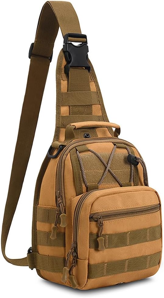 Viriber Tactical Backpack, Waterproof Military Cross-body Molle Sling Shoulder Backpack Chest Bag for Outdoor Every Day Carry Black