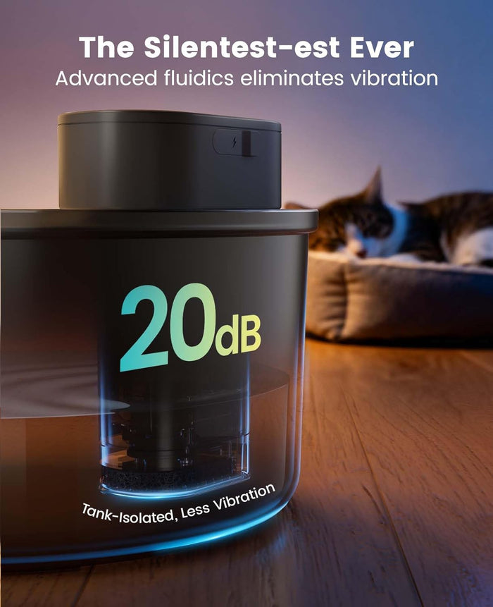 Cat Water Fountain with Stainless Steel Tray: 108oz/3.2L oneisall Wireless Pet Fountain for Cats Indoor, Battery Operated Automatic Water Dispenser for Drinking, Ultra Quiet SilentFlow™, Motion Sensor
