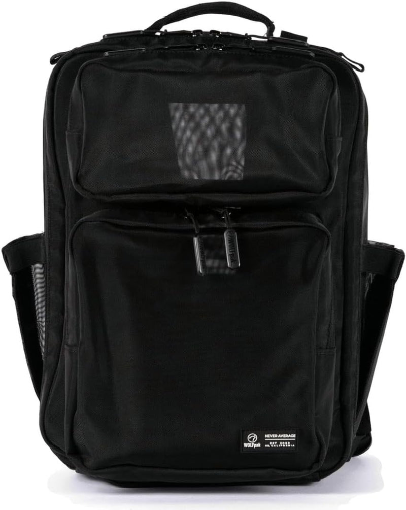 WOLFpak 15L Slim Tactical Gym Backpack - Durable 1000D Waterproof Oxford Material | Minimalist Daypack w/Laptop Pocket & Dual Cup Holders | Great for Travel & Everday Carry | (Alpha Black)