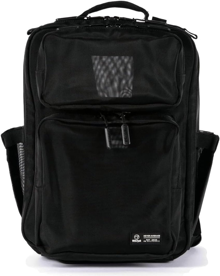 WOLFpak 15L Slim Tactical Gym Backpack - Durable 1000D Waterproof Oxford Material | Minimalist Daypack w/Laptop Pocket & Dual Cup Holders | Great for Travel & Everday Carry | (Alpha Black)