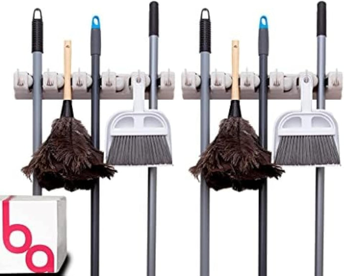 EXTRA GRIP Mop & Broom Holder Wall Mount - Wall Hanging Garden Tool & Utility Closet Organizer, Mop & Broom Hook, Broom Hanger Wall Mount, Mop Broom Organizer, Wall Mounted Broom Rack Mop Storage