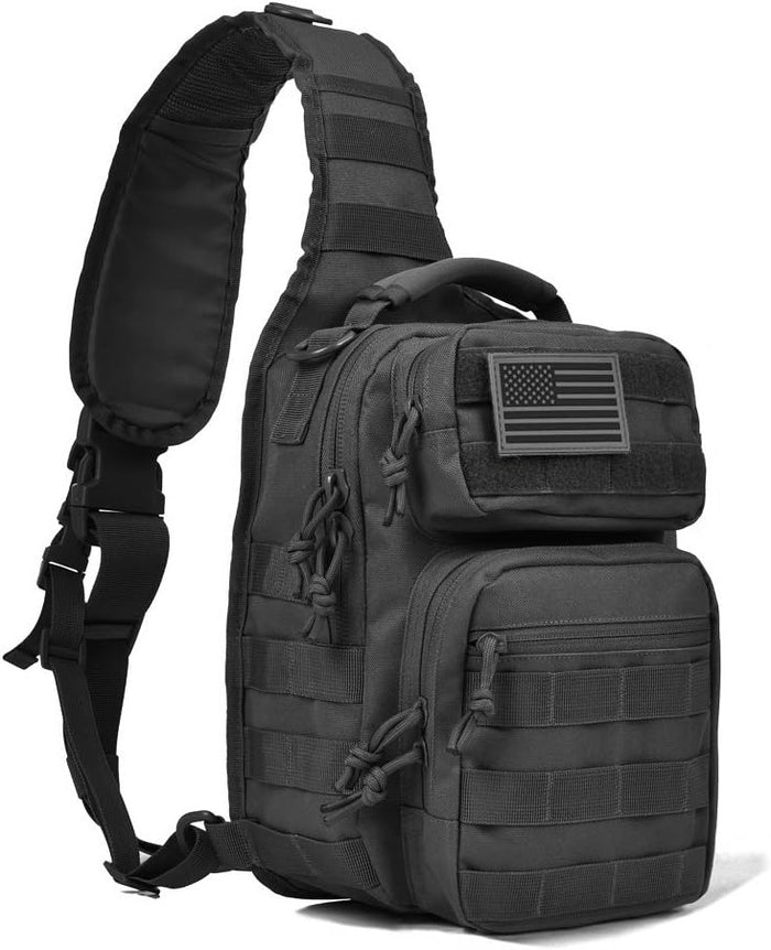 Tactical Sling Bag for Men Military Single Shoulder Backpack Outdoor EDC Range Pack (Black)