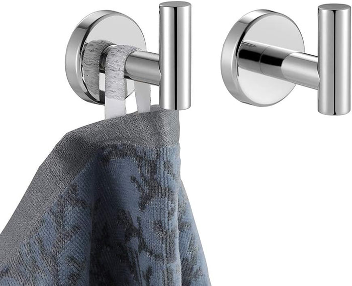 JQK Black Bathroom Towel Hook, Coat Robe Clothes Hook for Bathroom Kitchen Garage Wall Mounted (2 Pack), 304 Stainless Steel Matte Black, TH100-PB-P2