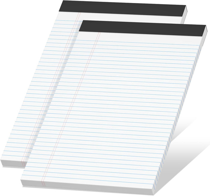 White Legal Pads 8.5 x 11 Narrow Ruled, 3 Pack Notepads College Ruled Pads of Paper With Sturdy Back 37 Lines 70 GSM Paper, Writing Note Pads 30 Sheets Per Writing Pad for Taking Notes, Reminders