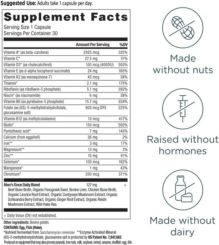 Ancient Nutrition Multivitamin for Men, Ancient Multi Men's Once Daily Vitamin Supplement 30 Ct, Vitamin A, Vitamin B and Vitamin K2, Fenugreek Seed, Supports Immune System, Paleo and Keto Friendly