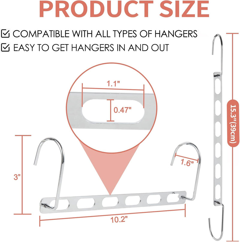 Hangers Space Saving, 12 Pack Metal Hanger Organizer, Closet Space Savers, Collapsible Magic Hangers for Heavy Clothes, Closet Organizers and Storage, College Dorm Room Essentials