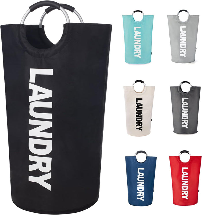 Twira 90L Large Laundry Basket, Laundry Hamper Stands Up Well, Laundry Bag with Padded Handles, Waterproof Clothes Bin Collapsible, Clothes Hamper for Bathroom, Laundry, College (Black)