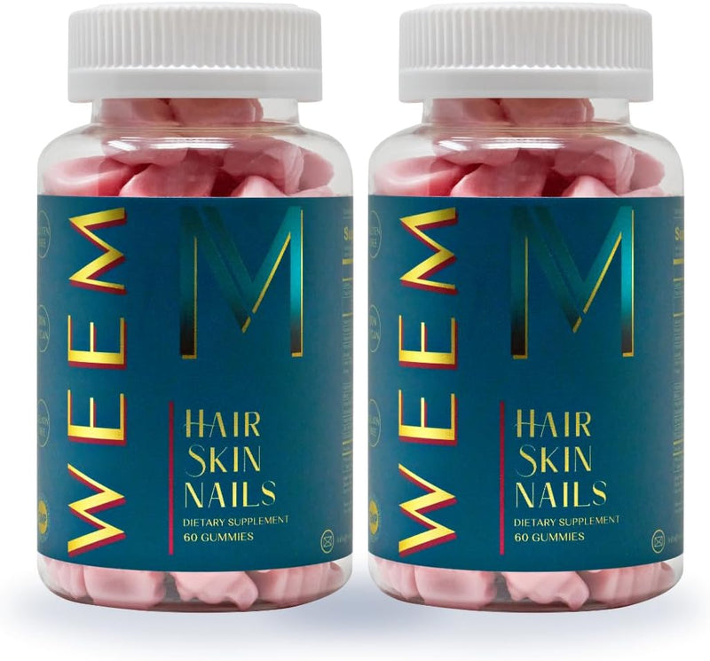 WEEM Hair Skin and Nails Gummies - Supports Healthy Hair - Vegan biotin Vitamins for Women & Men Supports Faster Hair Growth, Stronger Nails, Healthy Skin, Extra Strength (1)