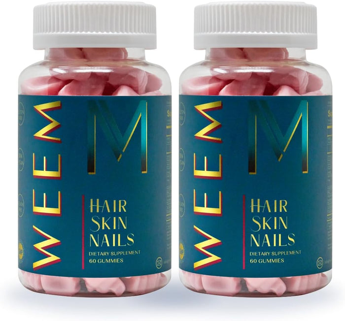 WEEM Hair Skin and Nails Gummies - Supports Healthy Hair - Vegan biotin Vitamins for Women & Men Supports Faster Hair Growth, Stronger Nails, Healthy Skin, Extra Strength (1)