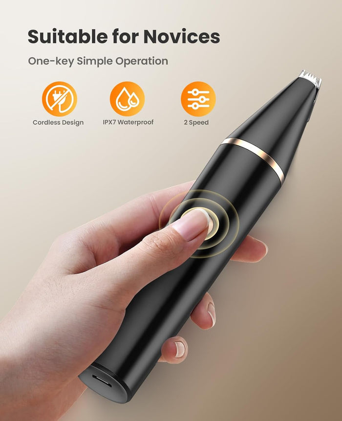 oneisall 2 Speed Cat Clippers with Double Blades, Rechargeable Cordless Small Cat Paw Trimmer, Low Noise for Trimming Dog's Hair Around Paws, Eyes, Ears, Face, Rump (Black)