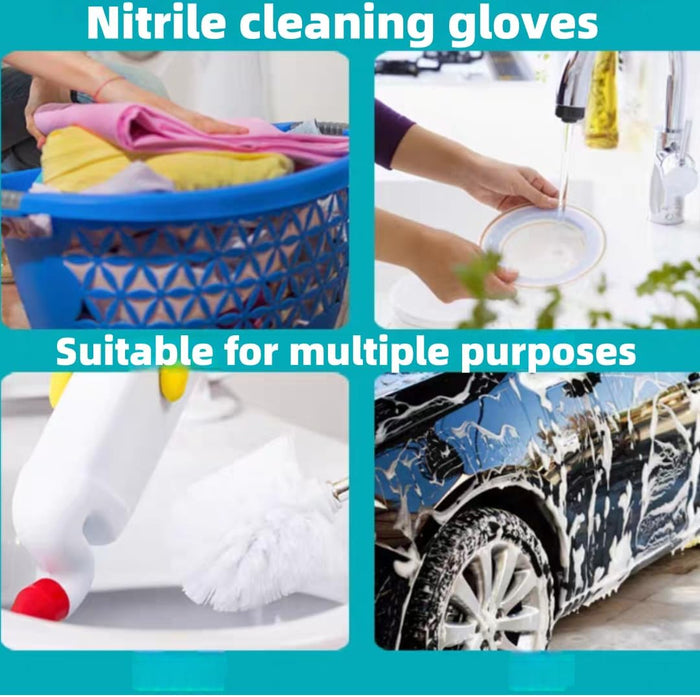 18 inch Durable White Nitrile Gloves, Reusable Household Kitchen Cleaning, Dishwashing, Anti Slip,Powder Free