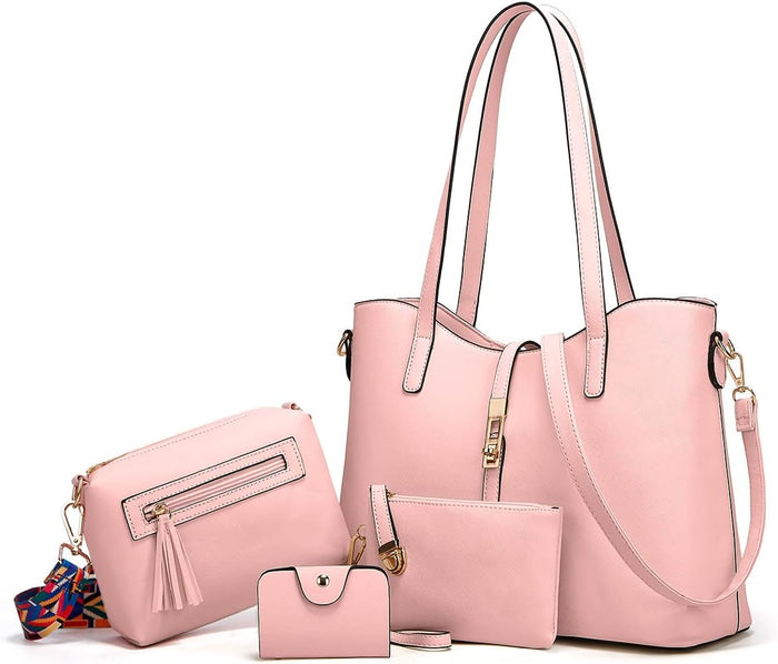 Women Fashion Handbags Wallet Tote Bag Shoulder Bag Top Handle Satchel Purse Set 4pcs