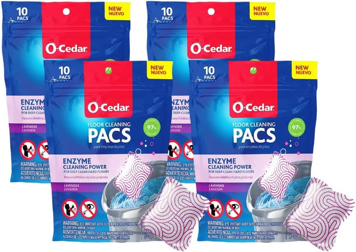 O-Cedar PACS Hard Floor Cleaner, Crisp Citrus Scent 10 Count (1-Pack) | Made with Naturally-Derived Ingredients | Safe to Use on All Hard Floors | Perfect for Mop Buckets