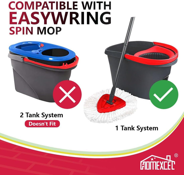 HOMEXCEL Mop Replacement Heads Compatible with O-Cedar EasyWring Spin Mops 3 Pack-Washable Microfiber Spin Head Refills-Easy Cleaning Mop Head Replacement