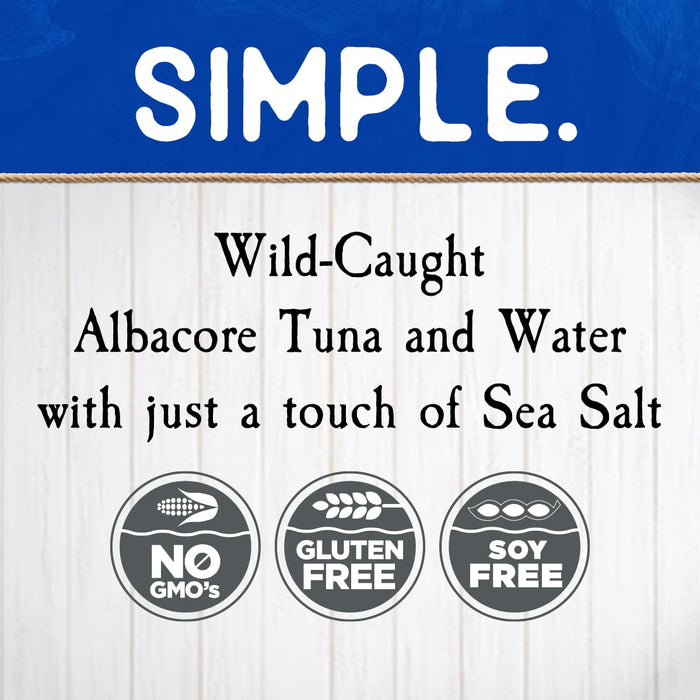 Blue Harbor Fish Co. Wild Albacore Tuna in Water with Sea Salt - 3 oz Pouch (Pack of 12)