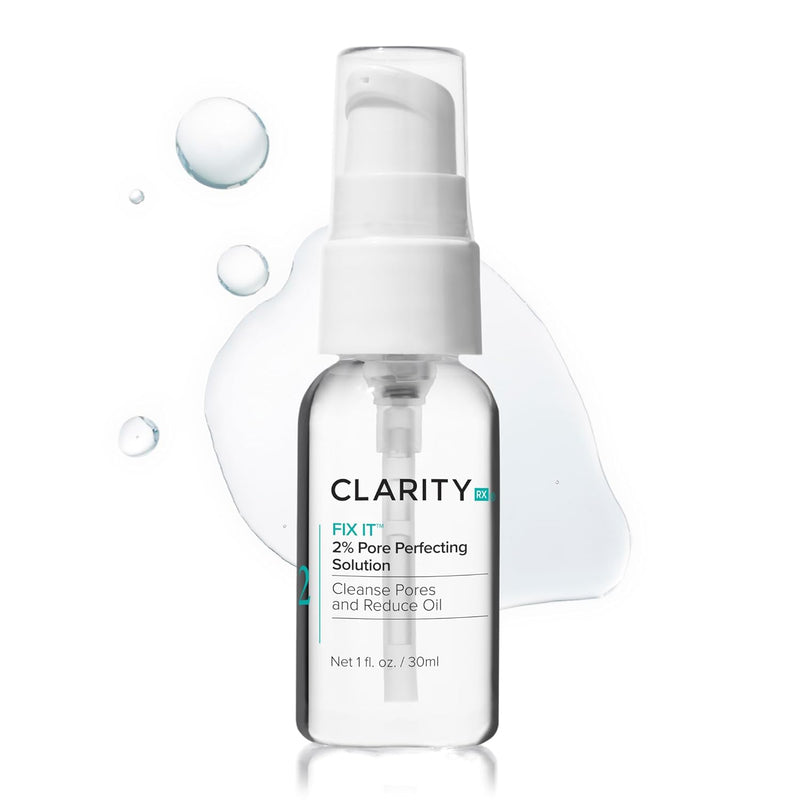 ClarityRx Fix It 2% Pore Perfecting Solution with Salicylic Acid for Acne-Prone & Oily Skin, Natural and Plant Based