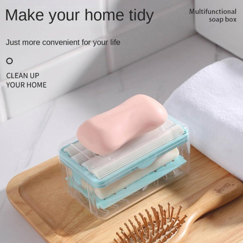 Multi-Functional Soap Bubbler Tray Hands-Free Foaming Soap Tray Household Storage Shelf Soap Dish