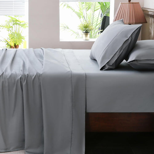 1000 Thread Count Egyptian Cotton Sheets Queen Size Set Sateen Weave Soft Breathable 16-Inch Deep Pocket 4PCS（Queen,Dusty Blue）